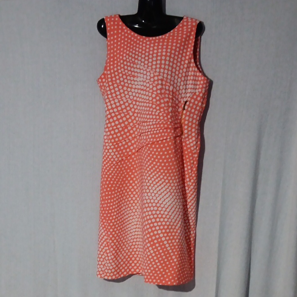Soho Apparel LTD Orange Polka Dot Dress Sleeveless Halter Assymetrical Pleat 10